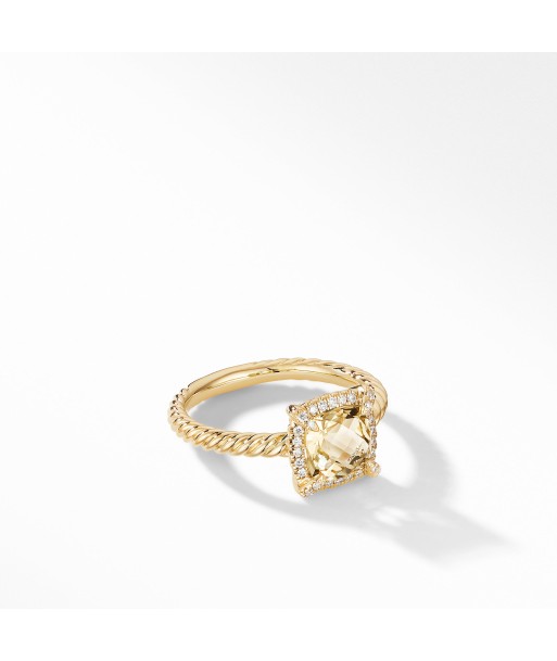 David Yurman Chatelaine Ring Pave Diamond Bezel  in 18K Yellow Gold with Champagne Citrine de la marque