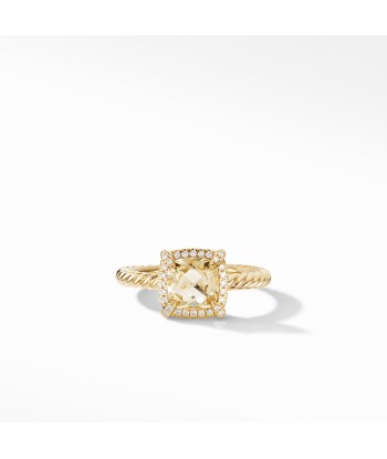 David Yurman Chatelaine Ring Pave Diamond Bezel  in 18K Yellow Gold with Champagne Citrine de la marque