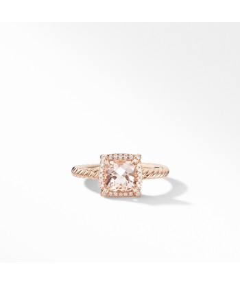 David Yurman Chatelaine Pave Bezel Ring in 18K Rose Gold with Morganite la colonne vertébrale