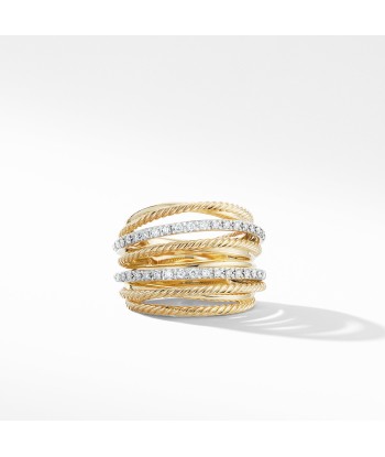 David Yurman Crossover Wide Ring in 18K Yellow Gold with Diamonds ou a consommer sur place