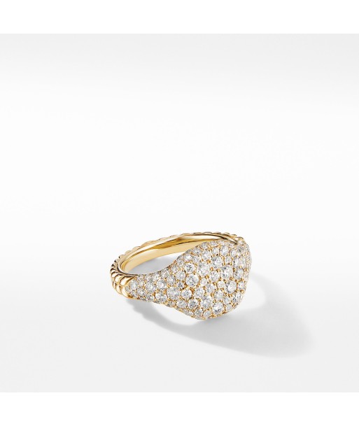 Mini Pinky Ring in 18K Yellow Gold with Pave Diamonds des créatures d'habitude