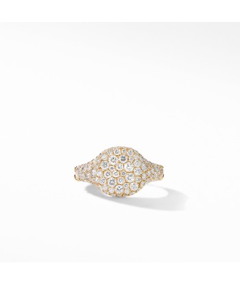 Mini Pinky Ring in 18K Yellow Gold with Pave Diamonds des créatures d'habitude