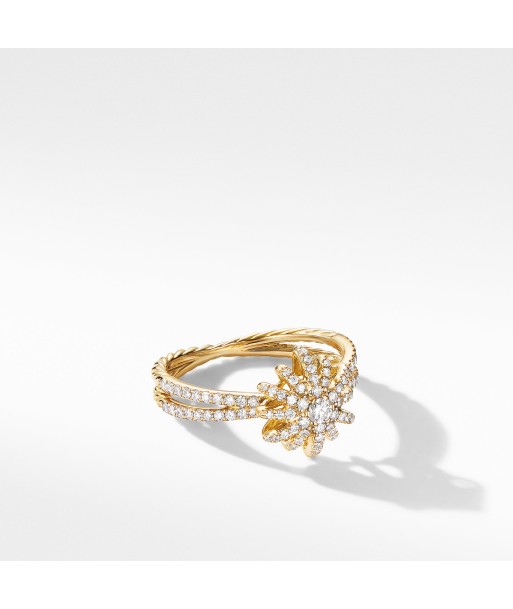 David Yurman Starbust Ring in 18K Yellow Gold with Pave Diamonds france