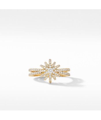 David Yurman Starbust Ring in 18K Yellow Gold with Pave Diamonds france