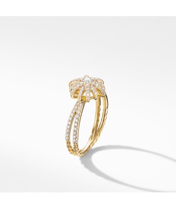 David Yurman Starbust Ring in 18K Yellow Gold with Pave Diamonds france