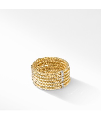 DY Origami 6-Row Cable Ring in 18K Yellow Gold with Diamonds rembourrage situé sous