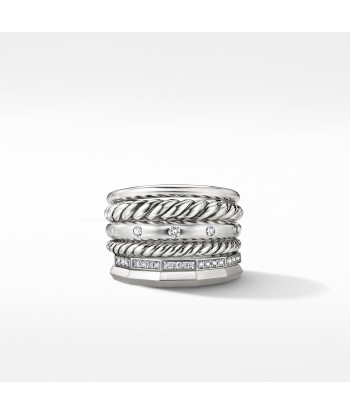 David Yurman Stax Wide Ring with Diamonds Les magasins à Paris et en Île-de-France