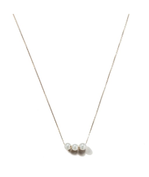 Mizuki Sea of Beauty Three Pearl Lariat Necklace in 14K Yellow gold pas chere