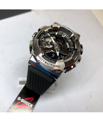 Casio G-Shock GM110-1A Silver Steel Metal Bezel Black GM110 chez Cornerstreet bien 