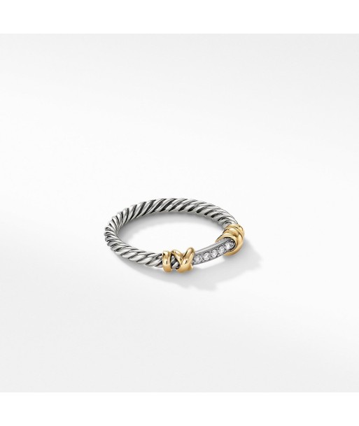 David Yurman Petite Helena Wrap Diamond Ring Sterling Silver 18K Yellow Gold une grave pollution 