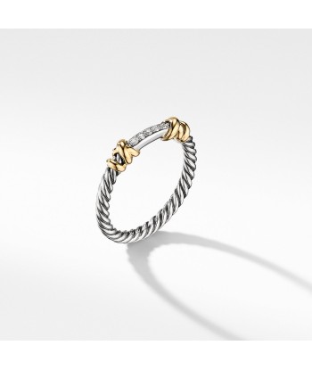 David Yurman Petite Helena Wrap Diamond Ring Sterling Silver 18K Yellow Gold une grave pollution 