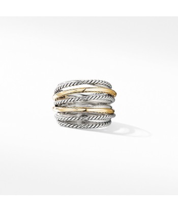 David Yurman Crossover Wide Ring Sterling Silver & 18K Yellow Gold en linge