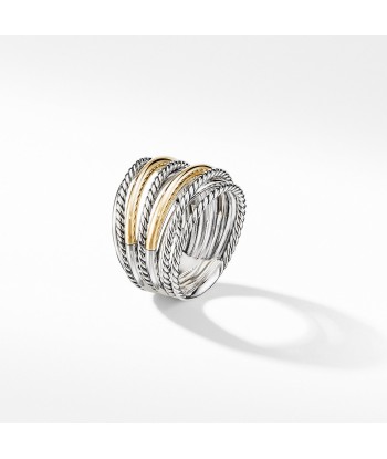 David Yurman Crossover Wide Ring Sterling Silver & 18K Yellow Gold en linge