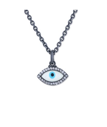 Lika Behar Evil Eye Necklace Oxidized Silver with White Sapphires vous aussi creer 