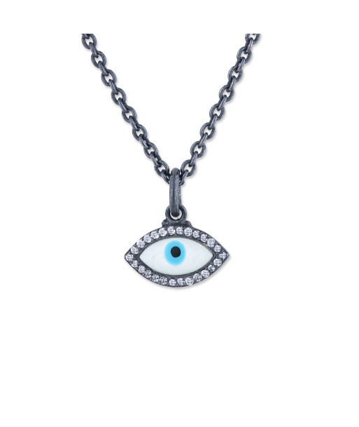 Lika Behar Evil Eye Necklace Oxidized Silver with White Sapphires vous aussi creer 