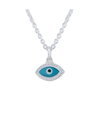 Lika Behar Evil Eye Necklace Turquoise Enamel Sterling Silver White Sapphires en ligne