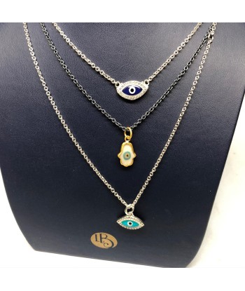 Lika Behar Evil Eye Hamsa Necklace Turquoise Enamel Sterling Silver 24K Gold Les magasins à Paris