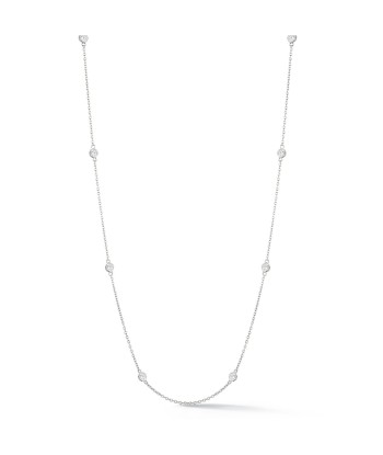 14K White Gold 8 Station Diamond by the Yard Necklace Amélioration de cerveau avec