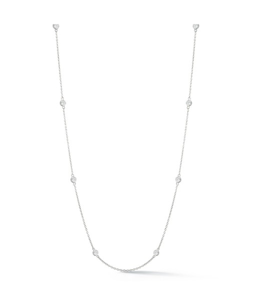 14K White Gold 8 Station Diamond by the Yard Necklace Amélioration de cerveau avec