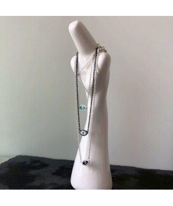 Lika Behar Evil Eye Necklace Turquoise Enamel Sterling Silver White Sapphires en ligne