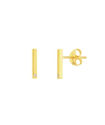 14k Gold Bar Stud Earrings with Diamond d'Europe débarque