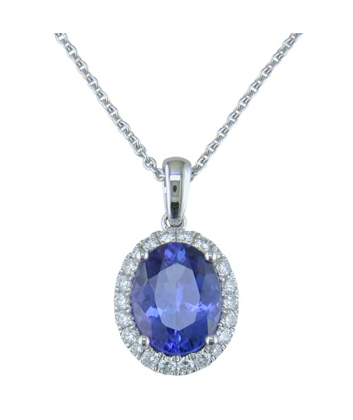 18k Gold Tanzanite Diamond Halo Necklace Comparez plus de prix