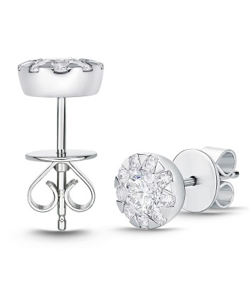 Memoire 18k White Gold Diamond Bouquet Cluster Studs livraison et retour toujours gratuits