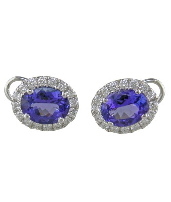 18k White Gold Oval Tanzanite Diamond Studs acheter en ligne