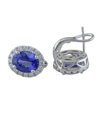 18k White Gold Oval Tanzanite Diamond Studs acheter en ligne