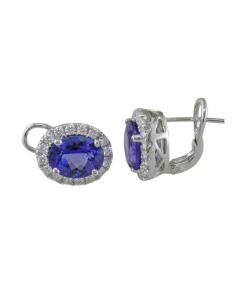 18k White Gold Oval Tanzanite Diamond Studs acheter en ligne