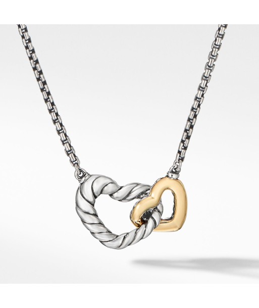 David Yurman Interlocking Double Heart Silver 18k Necklace les ligaments