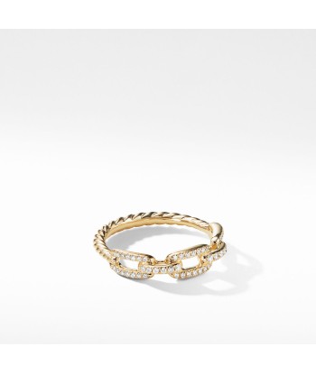 David Yurman Stax Link Chain Silver 18k Gold Diamond Ring en ligne des produits 