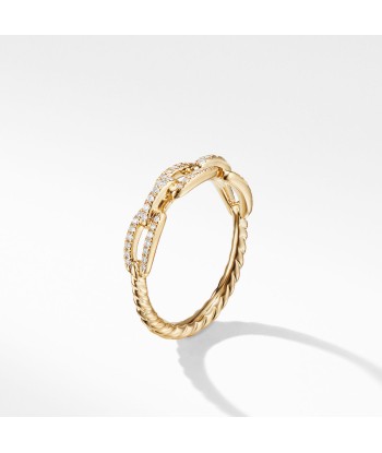 David Yurman Stax Link Chain Silver 18k Gold Diamond Ring en ligne des produits 