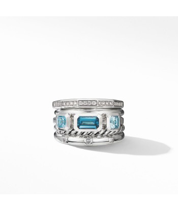 David Yurman Stax Wide Diamond Ring London Blue Topaz, 15MM ou a consommer sur place