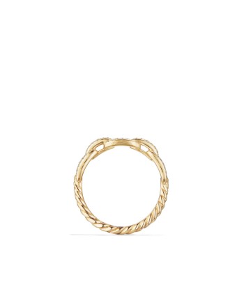 David Yurman Stax Link Chain Silver 18k Gold Diamond Ring en ligne des produits 