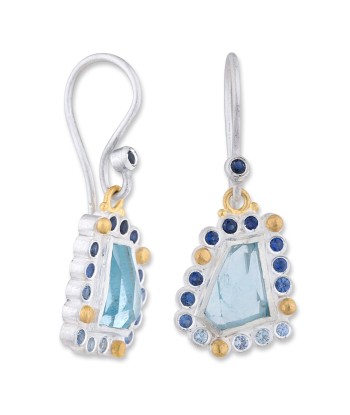 Lika Behar "Dive In" Aquamarine & Sapphire Silver & Gold Earrings Dans la société mordern