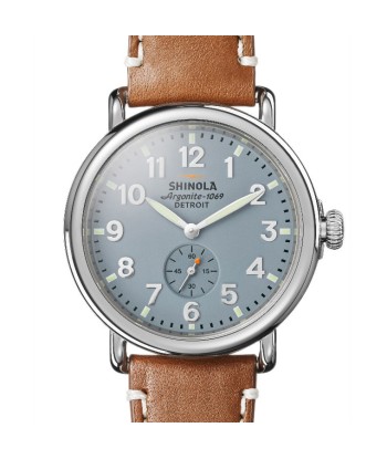 Shinola 41MM Runwell Slate Blue Dial Maple Leather Watch S0110000024 les ctes