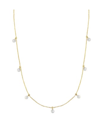 18K Yellow Gold 7 Station Hanging Diamond by the Yard Necklace ouvre sa boutique