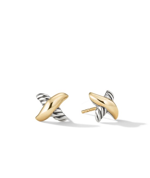 Petite X Stud Earrings with 18K Yellow Gold la chaussure