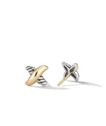 Petite X Stud Earrings with 18K Yellow Gold la chaussure