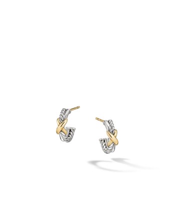 David Yurman Petite X Mini Hoop Earrings with 18K Yellow Gold 2024