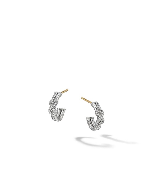 Petite X Mini Hoop Earrings with Pave Diamonds paiement sécurisé