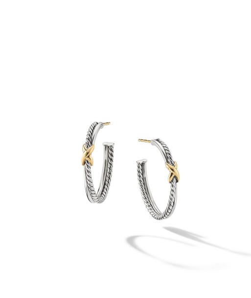 Petite X Hoop Earrings with 18K Yellow Gold chez Cornerstreet bien 