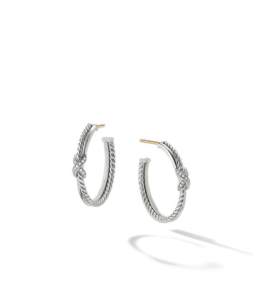 Petite X Hoop Earrings with Pave Diamonds sur le site 