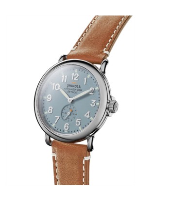 Shinola 41MM Runwell Slate Blue Dial Maple Leather Watch S0110000024 les ctes