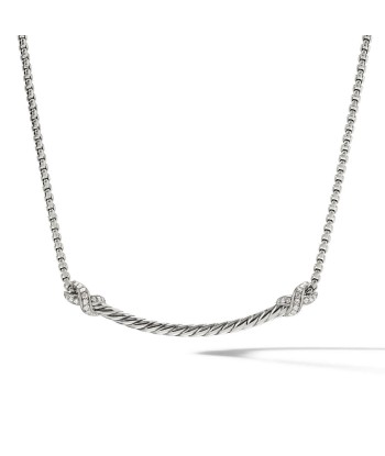 David Yurman Petite X Bar Necklace with Pave Diamonds JUSQU'A -70%! 