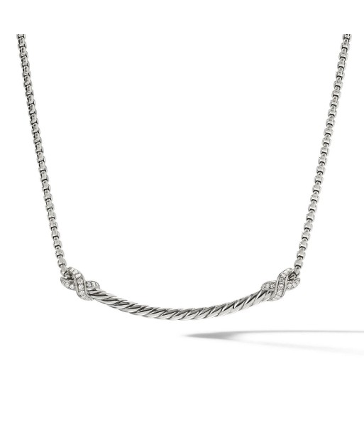 David Yurman Petite X Bar Necklace with Pave Diamonds JUSQU'A -70%! 