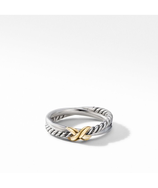 Petite X Ring with 18K Yellow Gold en linge