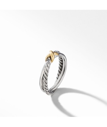 Petite X Ring with 18K Yellow Gold en linge