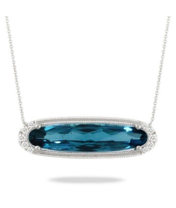 Doves 18K White Gold Diamond Necklace with London Blue Topaz Venez découvrir notre 